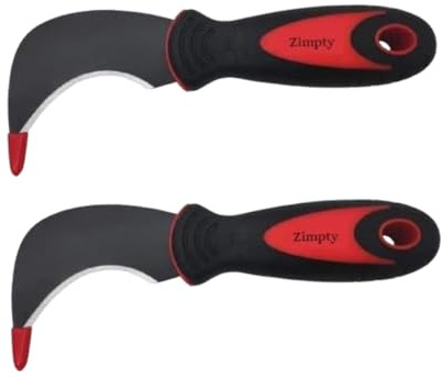 Zimpty ZY325 2PCS Tools Flooring Linoleum Knife with SK-5 Hardened Carbon Steel Blade and Soft Non-Sticky Rubber Handle for Cutting Carpet, Vinyl Flooring,laminate knife, Linoleum, Wallpaper (2)