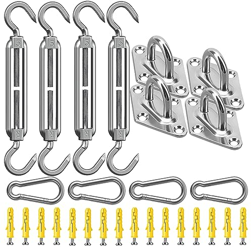 Sonnensegel Befestigung Kit M5 - Hochwertiges Edelstahl 304 - Tragfähigkeit von 64 kg - Sonnensegel Spanner Zubehör Montage Aufbau Set für Viereck und Dreieck Garten, Awnings Mounting Assembly Set