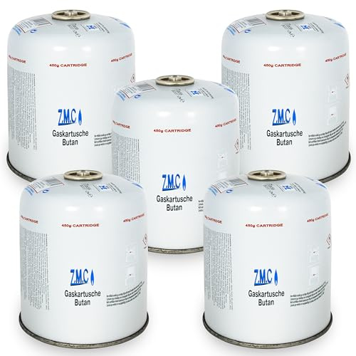 Z.M.C 5 x gaspatroner 450 g, propan/butan gas 900 ml, gaspatron EN417, eurogänga skruvgängningsanslutning, skruvpatron för ogräsbrännare, universell tryckgasburk med skruvventil
