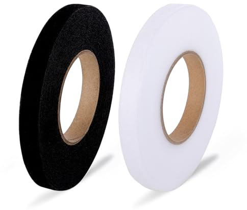 RAFIYU Saumband zum Aufbügeln 2 Rollen 128m Bügelband Saumband für Hosen kürzen,Kein Nähen Waschfest Nahtband zum Spleißen von Stoffen, Jeans,Vorhänge,Kleidung,Hosenrock (Schwarz & Weiß)