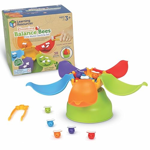 Learning Resources Blühende Balancier-Bienen feinmotorisches Sortier-Set, ab 3 Jahren, Vorschule Lernaktivitäten, Lernspielzeug 2-4, Montessori-Spielzeug, nachhaltiges Spielzeug, Sortierspielzeug