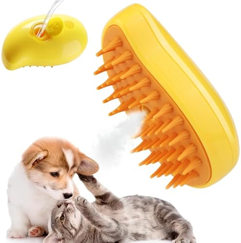 KIKVTER Katzenbürste mit Dampf, Katzenbürste Dampf, 3-in-1-dampfbürste für katzen, Dampfbürste Katze, Steamy Cat Brush, Katze Pflege Bürste Haustier Haar Entfernung Kamm für Katze und Hund