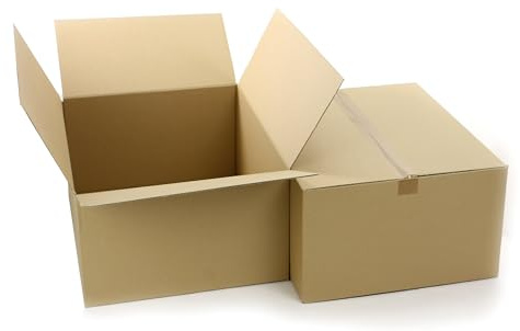 WePack 50 Stück Faltkarton 450x350x250 mm Außenmaß Versandkarton E-commerce Karton 1-Wellig 400G Braun Kartonage Verpackung Postkarton Versandschachtel Paket Päckchen