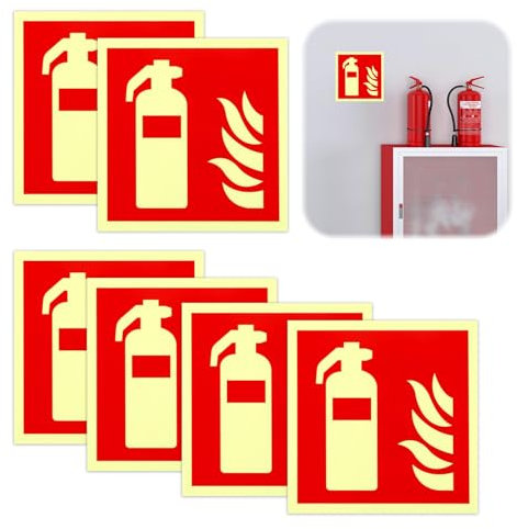 6 Piezas Letreros Extintor Incendios 15 x 15 cm PVC Iluminado Autoadhesivo Letreros de Extintor de Incendios Pegatinas de Extintor Marcas de Seguridad Letreros de Extintor de Incendios Autoadhesivos