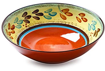 GELASIGE Salad Bowl Creative Shallow Bowl Personalized Hand-painted Tableware Household Dessert Bowl Fruit Salad Bowl Ramen Bowl Ceramic Soup Bowl Extra Large Salad Bowl(B)