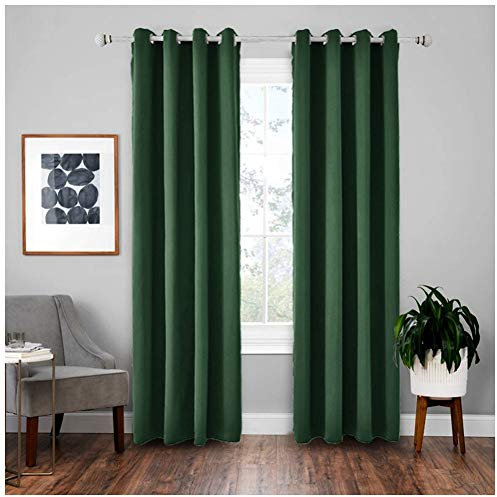 Superweiche Verdunkelungsvorhänge für Schlafzimmer, Wohnzimmer, Kinderzimmer, extra breit, geräuschreduzierend, 100 x 270 cm, Grün