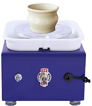 Begoniape Töpferscheibe, 10 cm Drehteller, Töpferradmaschine mit Plattenspieler aus Aluminiumlegierung, Elektrisch Töpfer Tonmaschine, Drehung im Uhrzeigersinn/Gegenuhrzeigersinn Blau