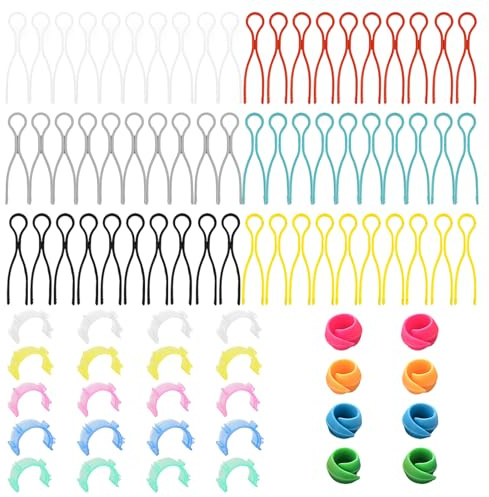 Sxutop Spulenhalter Clips Set 88 Stück Kunststoff Spulenfadenhalter Bunte Nähgarn Spulen Clips und Silikon Gewinde Spule Huggers für Nähmaschinen Zubehör,Garnrollenhalter Organisation