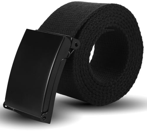GooDengFull Gürtel Herren, Arbeitsgürtel Herren 130 CM,Herren Gürtel Ohne Löcher, Stufenlos Verstellbar Canvas Stoff, Der Outdoor Business Arbeitsgürtel Passt überall Hin (Schwarz