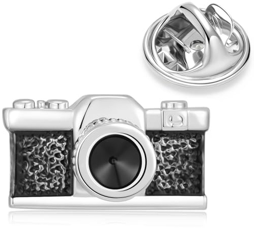 HONEY BEAR 1 Stück Broschen Pins Kamera Retro Fotoliebhaber für Herren/Damen Anzug Hemd, Geschäft Hochzeit Geschenk,Schwarz mit Silber