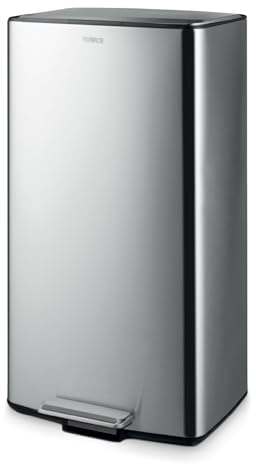 Tower ​​T838020SS 40L rechteckiger Treteimer mit herausnehmbarem Inneneimer und Filterfach, robust und langlebig, Edelstahl