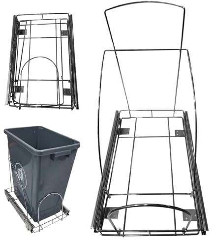 Jorzer Poubelle coulissante pour armoire de cuisine, poubelle extensible réglable sous armoire, 41,5 x 40,8 x 27,9 cm, étagère coulissante en métal avec poignée (non incluse)