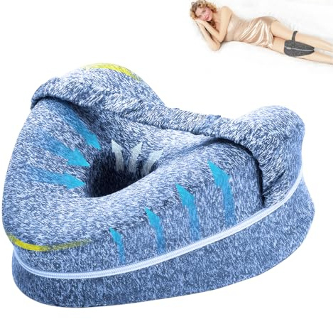 Cuscino liscio per allineamento della colonna vertebrale, cuscino a cuneo in memory foam per dormire su fianchi, gambe e ginocchia, per lenire sciatica, sollievo dal dolore all'anca, dolore alle gambe