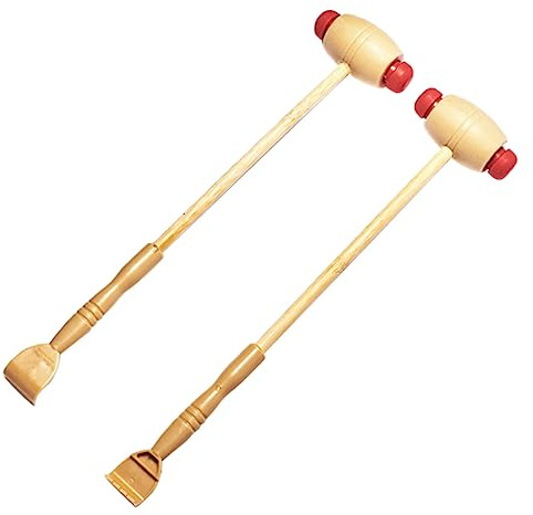 BAZEITFLOW Massageroller Holzmassagehammer 2 Stück Handmassagegerät Rückenkratzer Aus Holz Muskel Tiefengewebe Fördernd Für Sportler Und Therapeuten