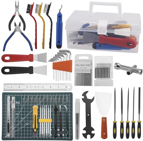 Strixorn Kit d'accessoires pour imprimante 3D, 99 pièces, kit d'outils d'imprimante 3D avec kit de nettoyage de buse, outil d'ébavurage, outils de suppression, pinces, pinces pour nettoyage de