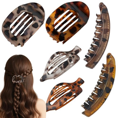6PCS Pince Cheveux Femme, Pinceplate cheveuxs, Pinces à Banane,Quotidien | Print Hair Clips, Antidérapante Barettes Cheveux Femme, Barrette Cheveux Plates, Accessoires Cheveuxs pour Sport,Travail