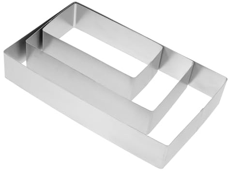 DECORNIJIA 3 Pièces Moule à Mousse Rectangulaire INOX Cadre Pâtisserie Réutilisable pour Tiramisu Découpe Gâteau Pâtisserie DIY Résistant Haute Température