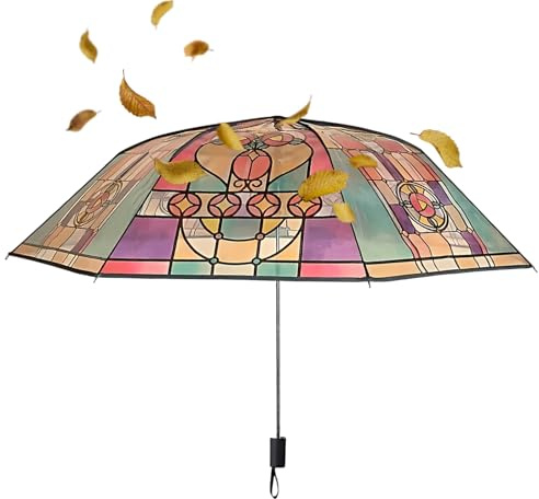 Vmiorzq Parasol vintage en verre teinté pour femme - Fournitures de protection contre la pluie et - Parasol toutes saisons pour les trajets quotidiens, la marche, la plage, la terrasse, le