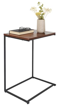 Relaxdays Beistelltisch, C-Form, große Tischplatte, HxBxT: 60 x 55 x 35 cm, Sofatisch zum Unterschieben, schwarz/braun