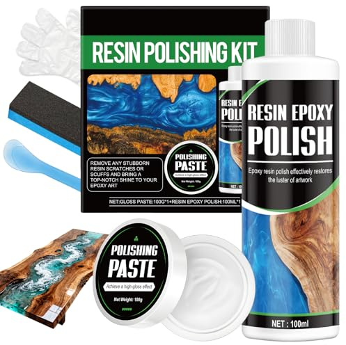 Kit Lucidatura Resina Epossidica, Pasta Lucidante per Resina Epossidica, lucido per resina epossidica, Rimuovere Graffi da Superfici Epossidiche, Adatto per Tavoli e Piani di Lavoro