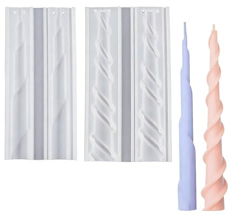 ANBOO Kerzenformen Silikon 2er Set Kerzengiessformen Silikon für Stabkerzen – Öffnungsform für Einfaches Entformen, Spiral Kerzenformen zum Gießen (Konische Kerzenform)
