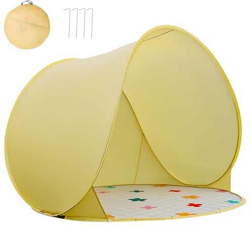 Timasser Strandmuschel Pop Up 3-4 Personen, Strandzelt Sonnenschutz mit Uv50+ Schutz Sonnenschutz Strand mit Tragetasche Automatisches Tragbarer Beach Tent für Familien Strand Camping Garten (A)