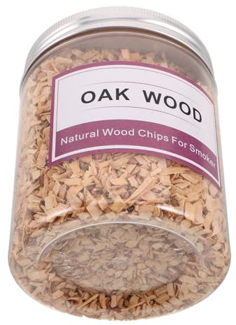 Anneome Astillas de Madera de Roble para Barbacoa, Virutas Aromáticas para Ahumar Cócteles y Carnes, Tamaño Medio 130-140g en Frasco, Adecuado para Ahumadores y Parrillas al Aire Libre