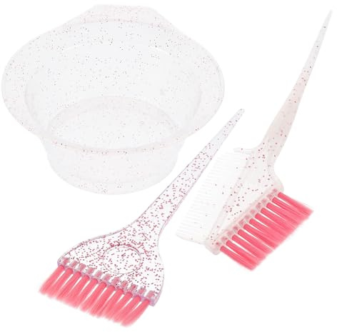 HEATSHAKING Juego de Cuenco y Pincel para Teñir el Cabello, Cuenco para Mezclar Colorante Transparente Brillo Perlado, Cepillo Cerdas Flexibles para Salón y Uso Personal, Kit para Matizar
