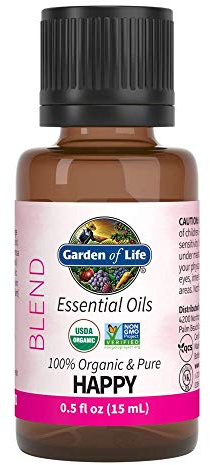 Garden of Life Essential Oils, 100% Organic & Pure Geranium Essential Oil Plus Sweet Orange & Palmarosa - Happy Blend for Diffusers, Home, Skin & Body Care, Refreshing, Balancing, Joyful, 0.5 fl oz