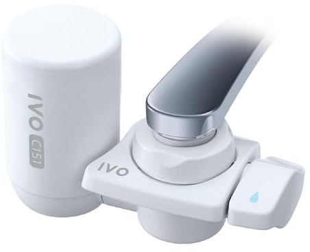 IVO Filtre de robinet Système de filtration d'eau monté sur robinet Technologie de filtration certifiée NSF Élimine la rouille les sédiments le chlore le sable et les impuretés jusqu'à 01 micron