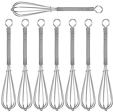 Frusta da Cucina Manuale Antiaderente Frusta a Mano Professionale Acciaio Frusta a Palloncino Frustino per Mescolare Frustino per Battere per Mescolare Cuocere Montare Sbattere Set da 8 Pezzi