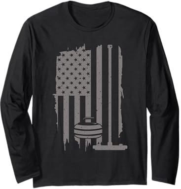 Funny Curling Gift For Men Women Curling Players USA Team Long Sleeve T-Shirt