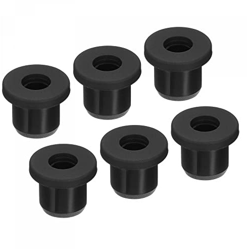 sourcing map Rubber Grommet Mount Dia 25/64 (10mm) Round T Type for Organizing and Protecting Cord Pack of 6