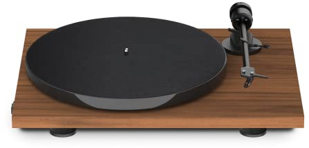 Pro-Ject E1 Phono, Plug & Play Einsteiger Plattenspieler mit elliptischer Tonabnehmernadel, schaltbarer Phono Vorstufe und elektronischer Geschwindigkeitsänderung (OM5e, Walnuss)