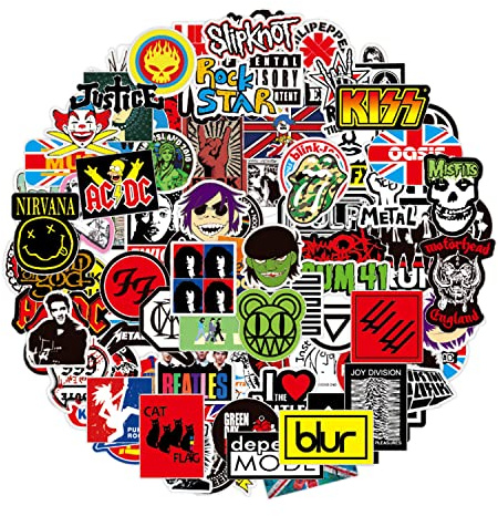 Rock Music Band Stickers, 100 Pcs Vinyl Waterproof Decals Fashion Hip-Hop Decals graffiti stickers for Teens Adults Laptop Water bottle Motorcycle Bicycle Skateboard Luggage Y4-YGTZ (Music)