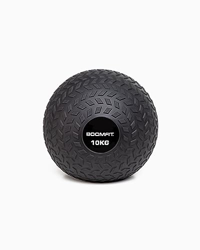 BOOMFIT Slam Ball Antirrebote 10 kg para lanzamientos | Negro | Textura de Alto Agarre en Caucho | Relleno de Arena Estable | Potencia, Core y Control sin Rebote | Balón Medicinal para Crossfit