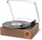 Vinyl Record Player with 2 Built-in Speakers, Bluetooth Receiver, Vintage Turntable Support 3-Speed, 3 Size, Wireless Playback, Headphone, AUX-in, RCA Line LP Vinyl Players Retro Tangerine