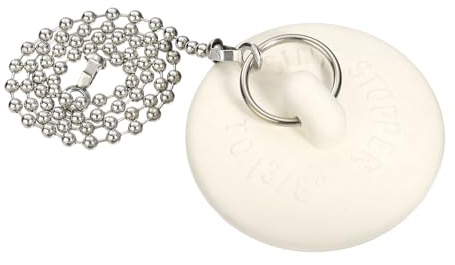uxcell Rubber Tub Stopper, Fit 1 to 1-3/8 Bath Tub Drain Stoppers Sink Stopper Drain Plug with Beaded Chain for Bathtub Kitchen Bathroom, White
