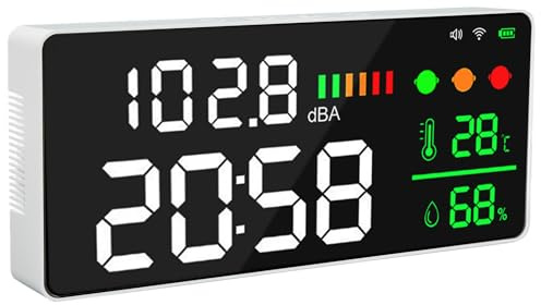 KIMISS DM165A WiFi Temperatur-, Luftfeuchtigkeits- und Geräuschpegelmessgerät – 30–130 DB, 11 Zoll Großes LED-Display für Zuhause, Studio, Fabrik, Klassenzimmer – Digitaler