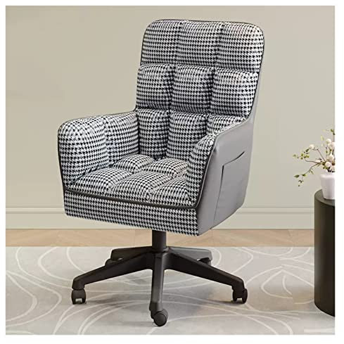 Drehsessel mit hoher Rückenlehne und Rollen für Büro, Schreibtisch, grauer Stoff, gepolsterter Lesesessel, Loungesessel für Wohnzimmer
