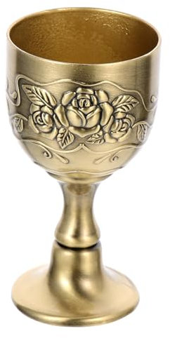 ULTECHNOVO Bicchiere Da Vino in Lega Di Zinco 25ml Retrò Motivo in Rilievo Oro, Coppa Per Liquori Domestici Multifunzione, Tazza Per Alcolici Vintage Per Feste e Bar