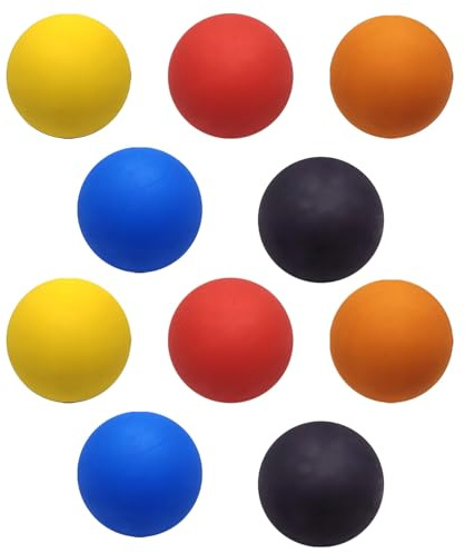 Set of 10 Squash Training Balls, 5 Colors (2 of Each), High Bounce Rubber Balls for Muscle Massage and Coordination Practice