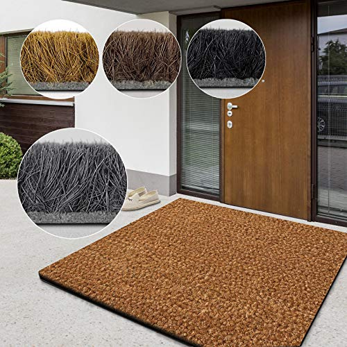 Tappetino in cocco di alta qualità tappeto in fibra naturale ottimo zerbino per interni ed esterni tappetino d'ingresso resistente e assorbente molte dimensioni spessore (Natura 23 mm, 100 x 150 cm)