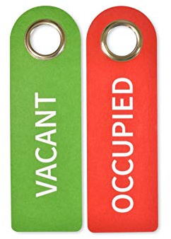 2 FREI BESETZT Türgriffschild aus Filz - 27 x 8,5 cm - Mit Metal-Schutzring (3,5 cm Durchmesser) - Vorne VACANT, hinten OCCUPIED - Badezimmer Schlafzimmer - Statusanzeiger - Vielseitig einsetzbar