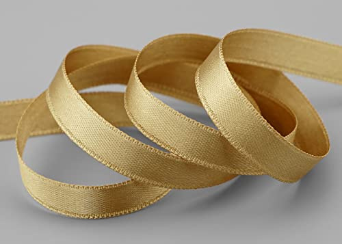 25 m x 10 mm Satinband GOLD (634) doppelseitiges Schleifenband aus Satin ohne Draht weich und glänzend Geschenkband Deko Band double face Dekoband Dekorieren Basteln
