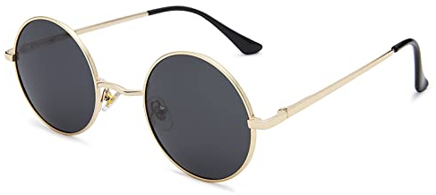 Pro Acme Sonnenbrille Herren Rund Polarisierte Sonnenbrille Retro für Männer Frauen (Gold Rahmen | Grau Linse)