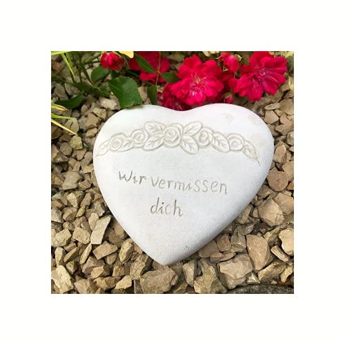 Radami Grabherz Spruch Grabschmuck Grab Herz - Wir vermissen Dich - ca.600g