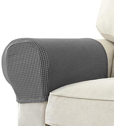 GEOCANG Armchair cover, Set of 2 non-slip armchair, sofa armrest protector, for furniture protector (Dark Gray)