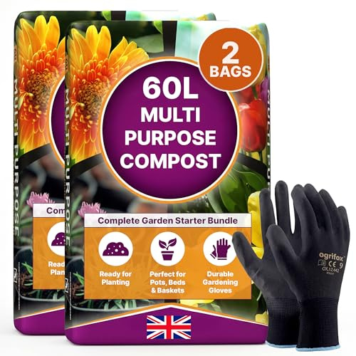 Logs Online 120L Multi Purpose Compost - 2 Bags of 60L Bundle - Potting Compost & Potting Soil with Gardening Gloves – Soil for Indoor Plants, House Plants, Garden Pots & Outdoor Pots