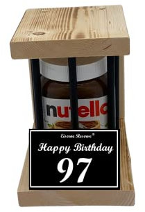Nutella - Notfall Reserve - Black Edition - Nutella Glas (1 x 450 g) Happy Birthday 97 - Geschenk zum 97. Geburtstag